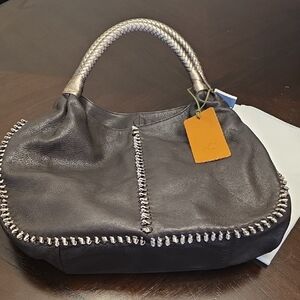 NWT Antonio Cristiano  Black Leather Handbag